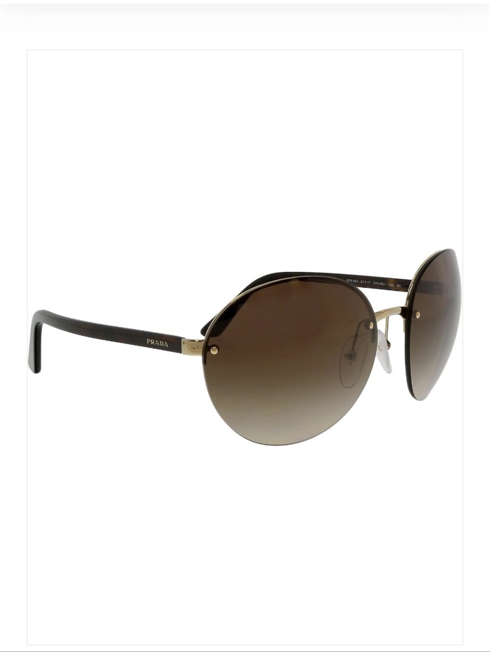 Prada Women’s Round Brown Gradient Sunglasses with Gold Accents